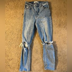 abercrombie ripped curve love mom jeans